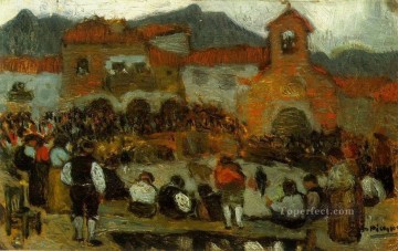  running Oil Painting - Running of the Bulls 3 1901 Pablo Picasso
